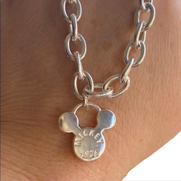 STERLING SILVER MICKEY MOUSE PLATED SILVER NECKLACE - Picture 2 of 4